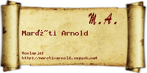 Maróti Arnold névjegykártya